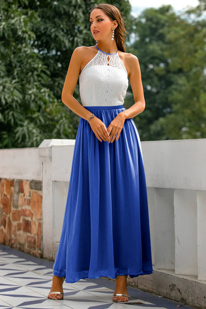 Vestido maxi mujer de encaje cuello halter