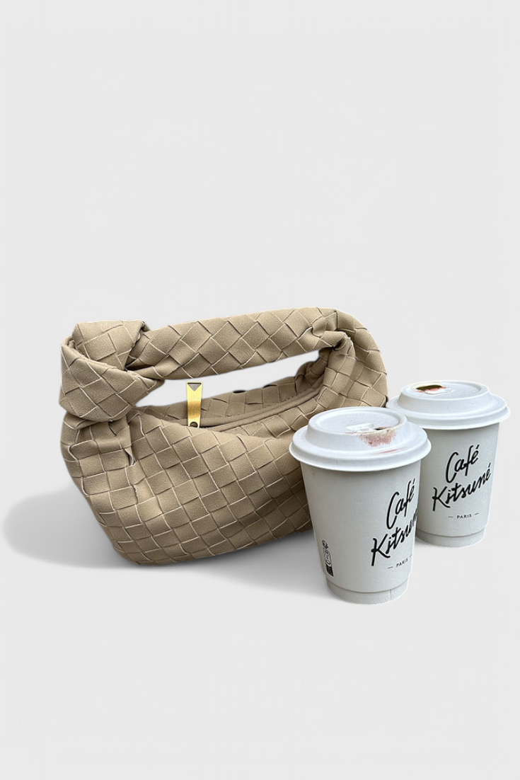 Bolso mini mujer tejido efecto ante compacto con nudo elegante