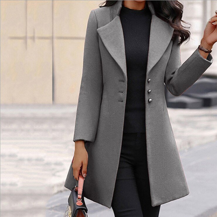 Abrigo Mujer con Cierre de Botones Estilo Elegante