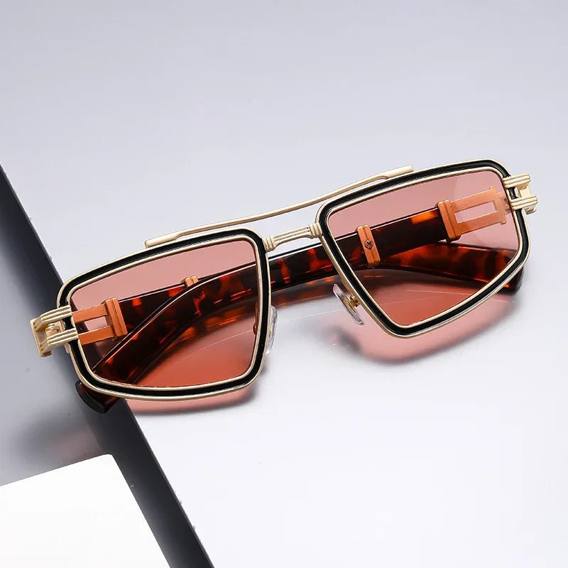 Gafas de sol Unisex montura metálica angular doble puente protección