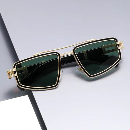 Gafas de sol Unisex montura metálica angular doble puente protección