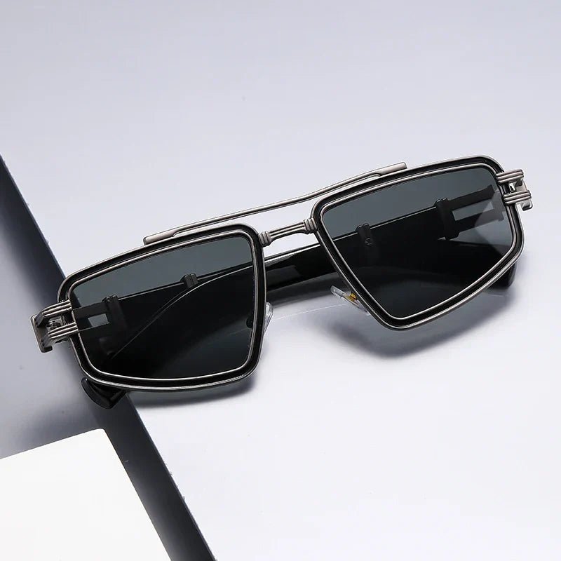 Gafas de sol Unisex montura metálica angular doble puente protección