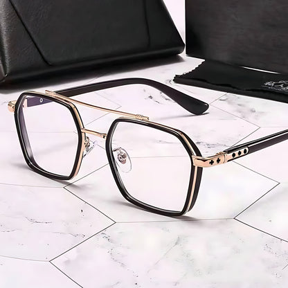 Gafas de sol unisex montura cuadrada lentes transparentes filtro luz