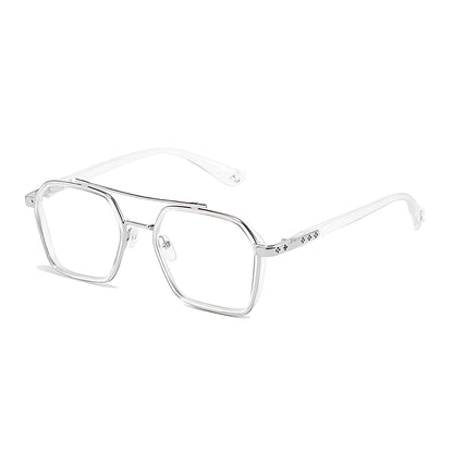 Gafas de sol unisex montura cuadrada lentes transparentes filtro luz