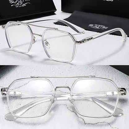 Gafas de sol unisex montura cuadrada lentes transparentes filtro luz