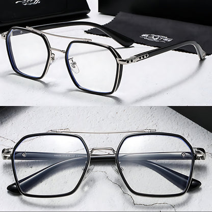 Gafas de sol unisex montura cuadrada lentes transparentes filtro luz