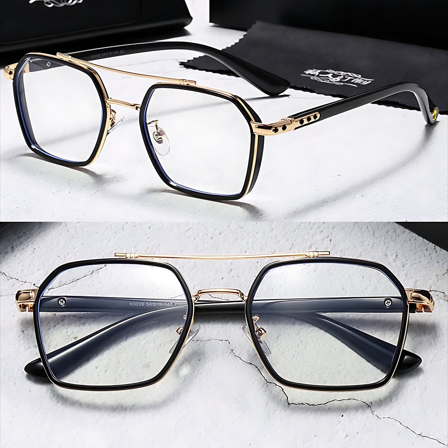 Gafas de sol unisex montura cuadrada lentes transparentes filtro luz - Mavetta