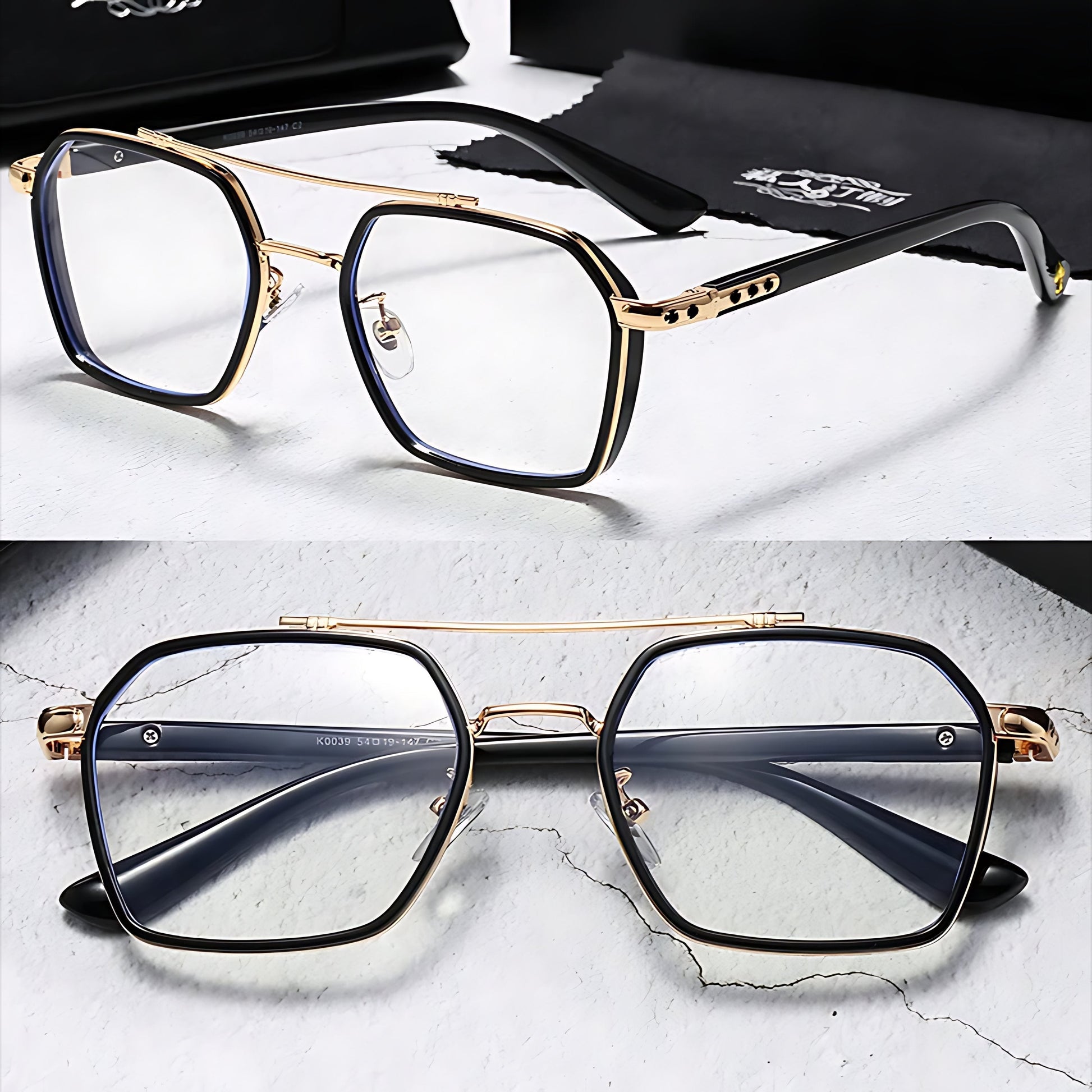 Gafas de sol unisex montura cuadrada lentes transparentes filtro luz - Mavetta