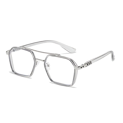 Gafas de sol unisex montura cuadrada lentes transparentes filtro luz