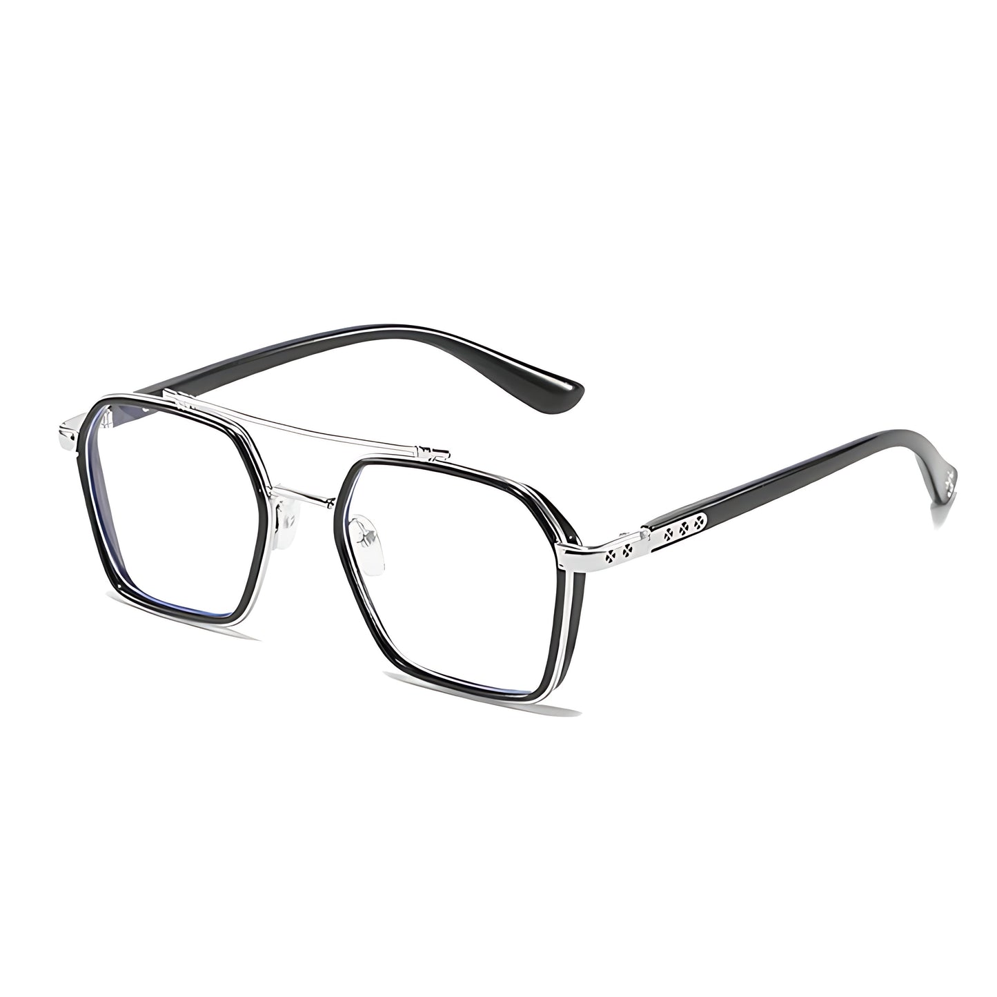 Gafas de sol unisex montura cuadrada lentes transparentes filtro luz