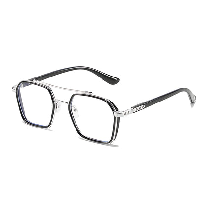 Gafas de sol unisex montura cuadrada lentes transparentes filtro luz