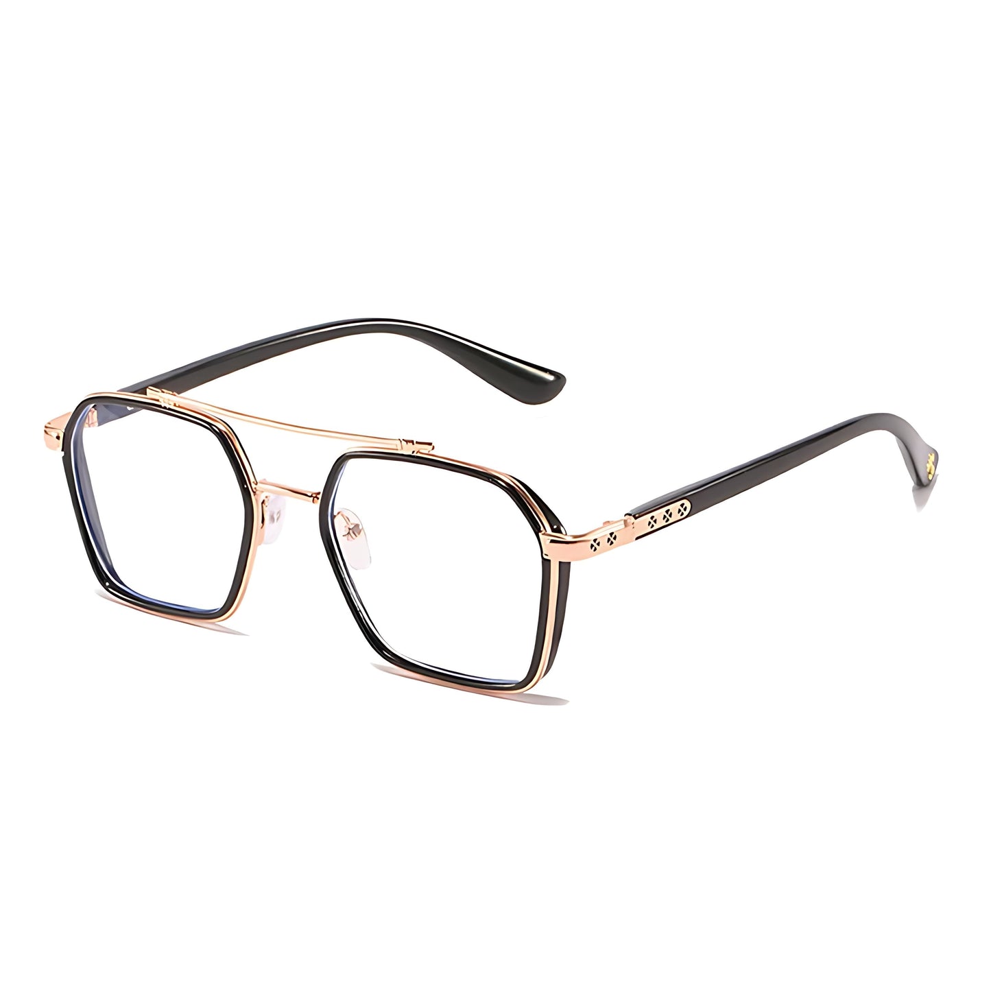 Gafas de sol unisex montura cuadrada lentes transparentes filtro luz