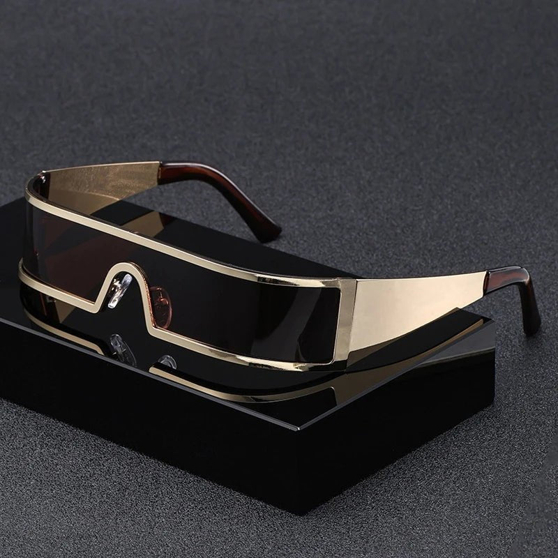 Gafas de sol unisex estilo visor futuristas envolventes