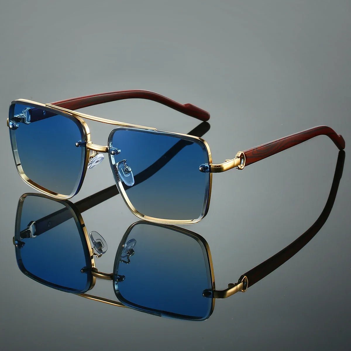 Gafas de sol unisex aviador varillas de madera polarizadas UV400