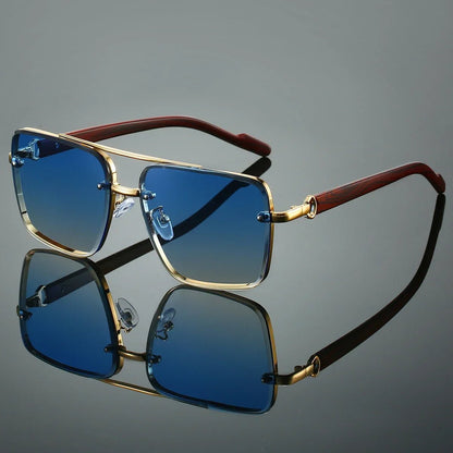 Gafas de sol unisex aviador varillas de madera polarizadas UV400