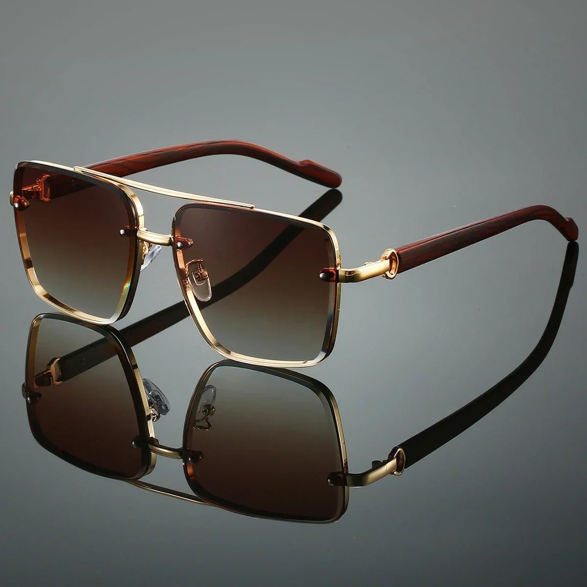 Gafas de sol unisex aviador varillas de madera polarizadas UV400