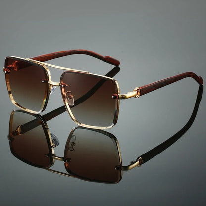 Gafas de sol unisex aviador varillas de madera polarizadas UV400