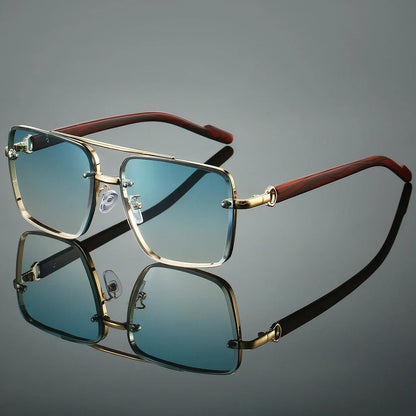 Gafas de sol unisex aviador varillas de madera polarizadas UV400