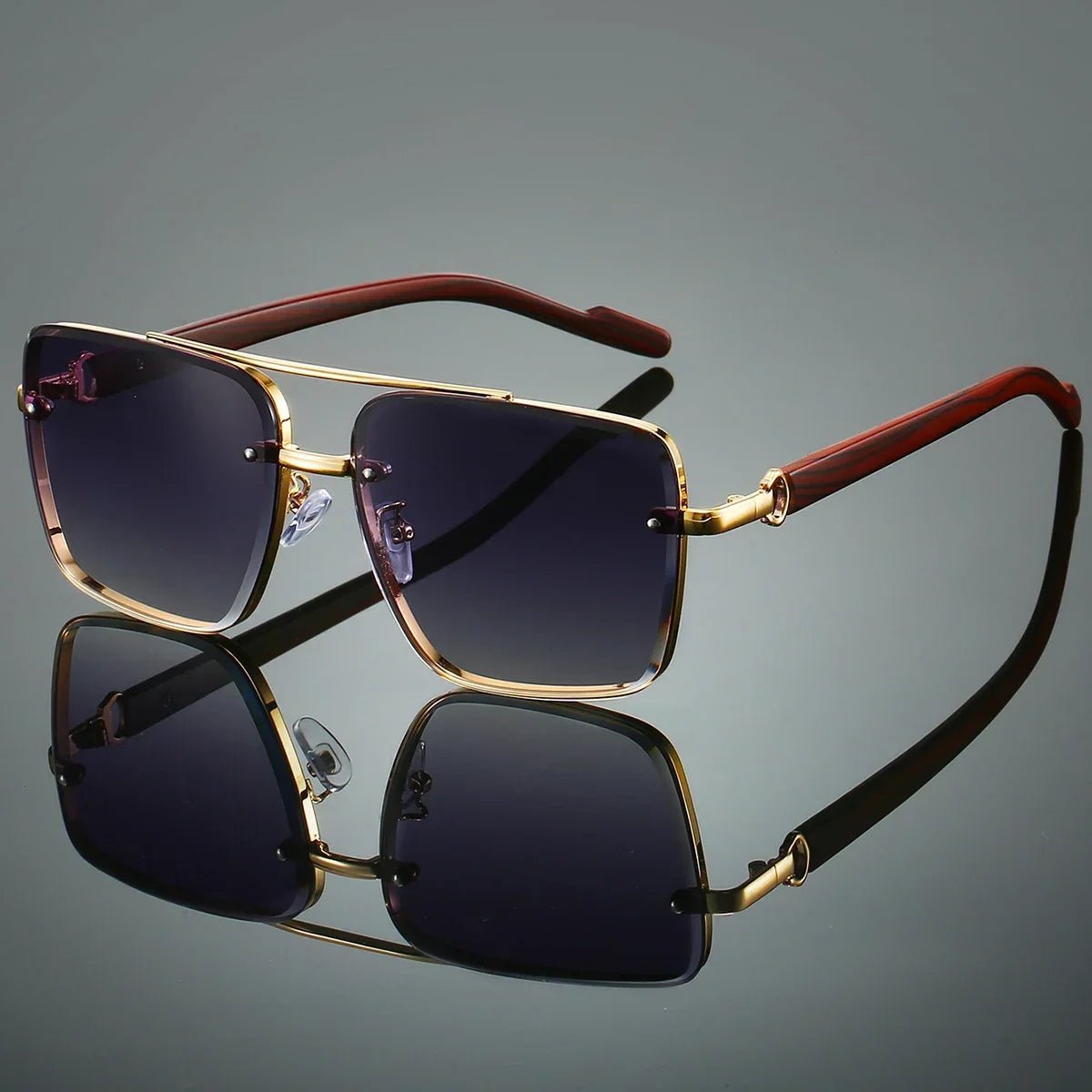 Gafas de sol unisex aviador varillas de madera polarizadas UV400