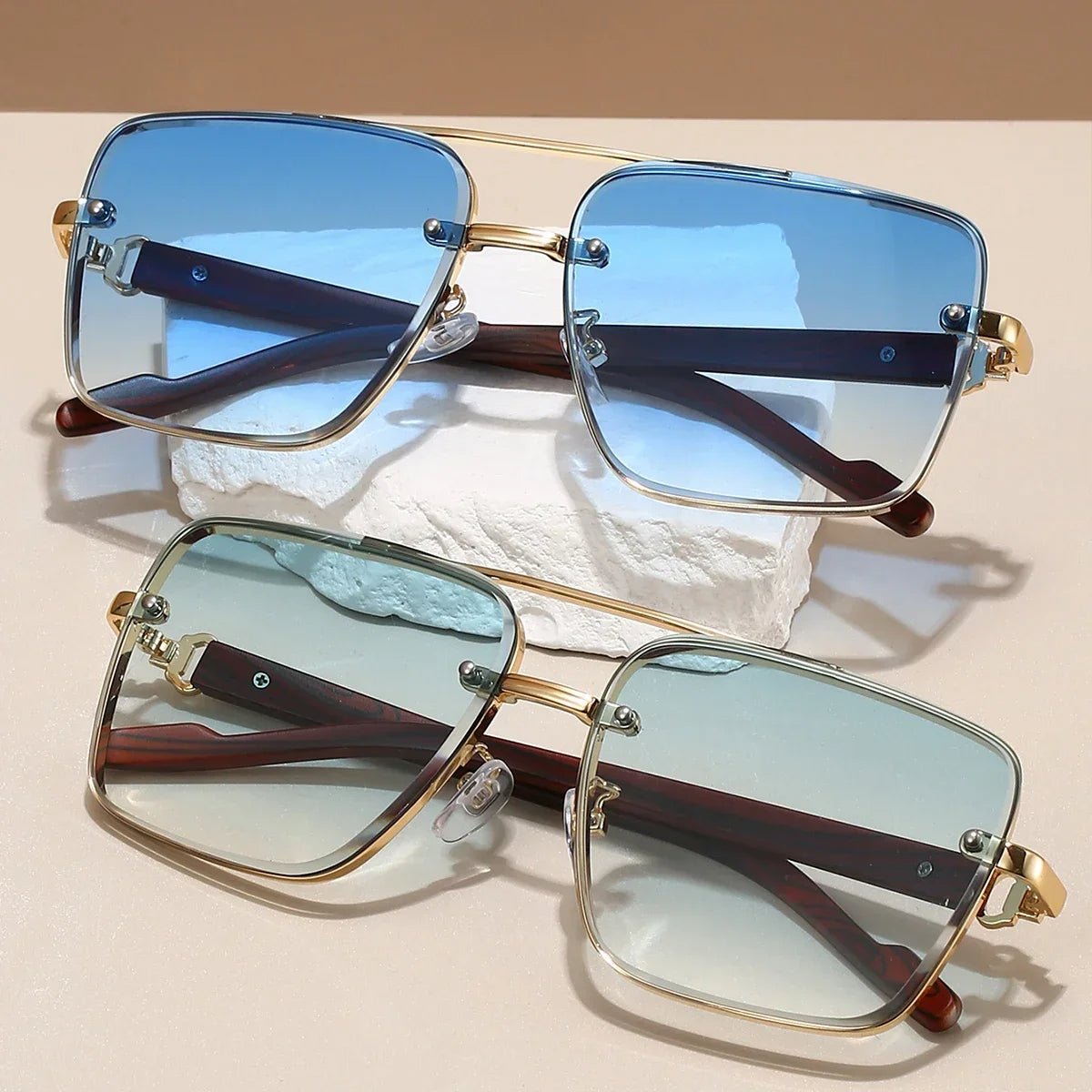Gafas de sol unisex aviador varillas de madera polarizadas UV400