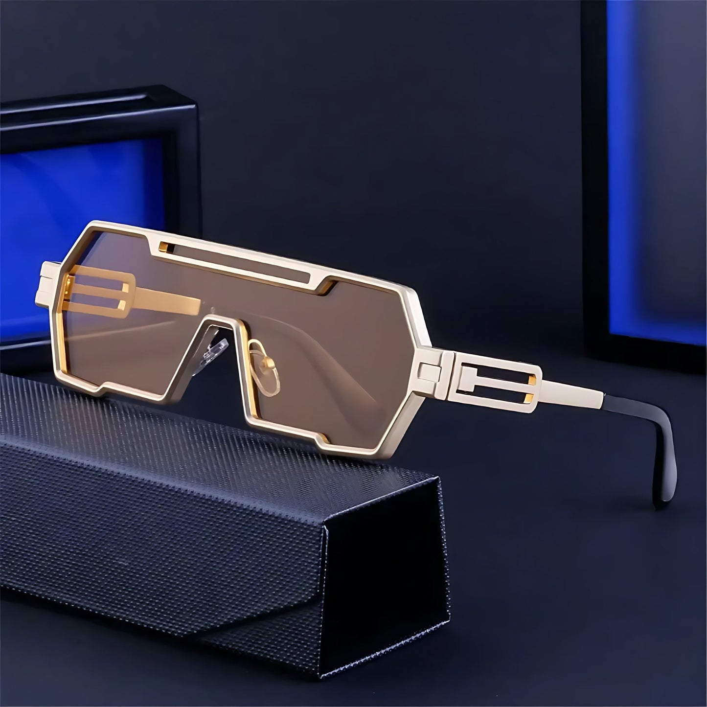 Gafas de sol Unisex montura cuadrada estilo steampunk con protección