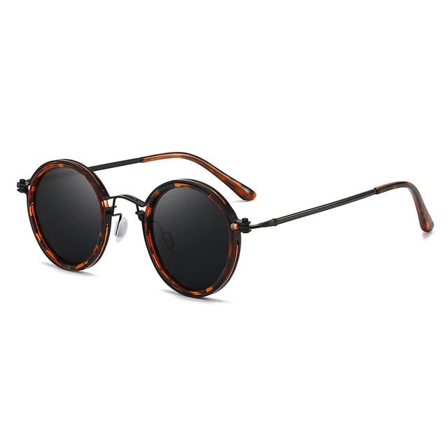 Gafas de sol unisex montura redonda polarizadas varillas metálicas
