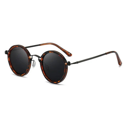Gafas de sol unisex montura redonda polarizadas varillas metálicas