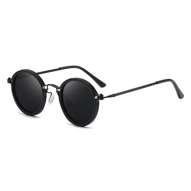Gafas de sol unisex montura redonda polarizadas varillas metálicas