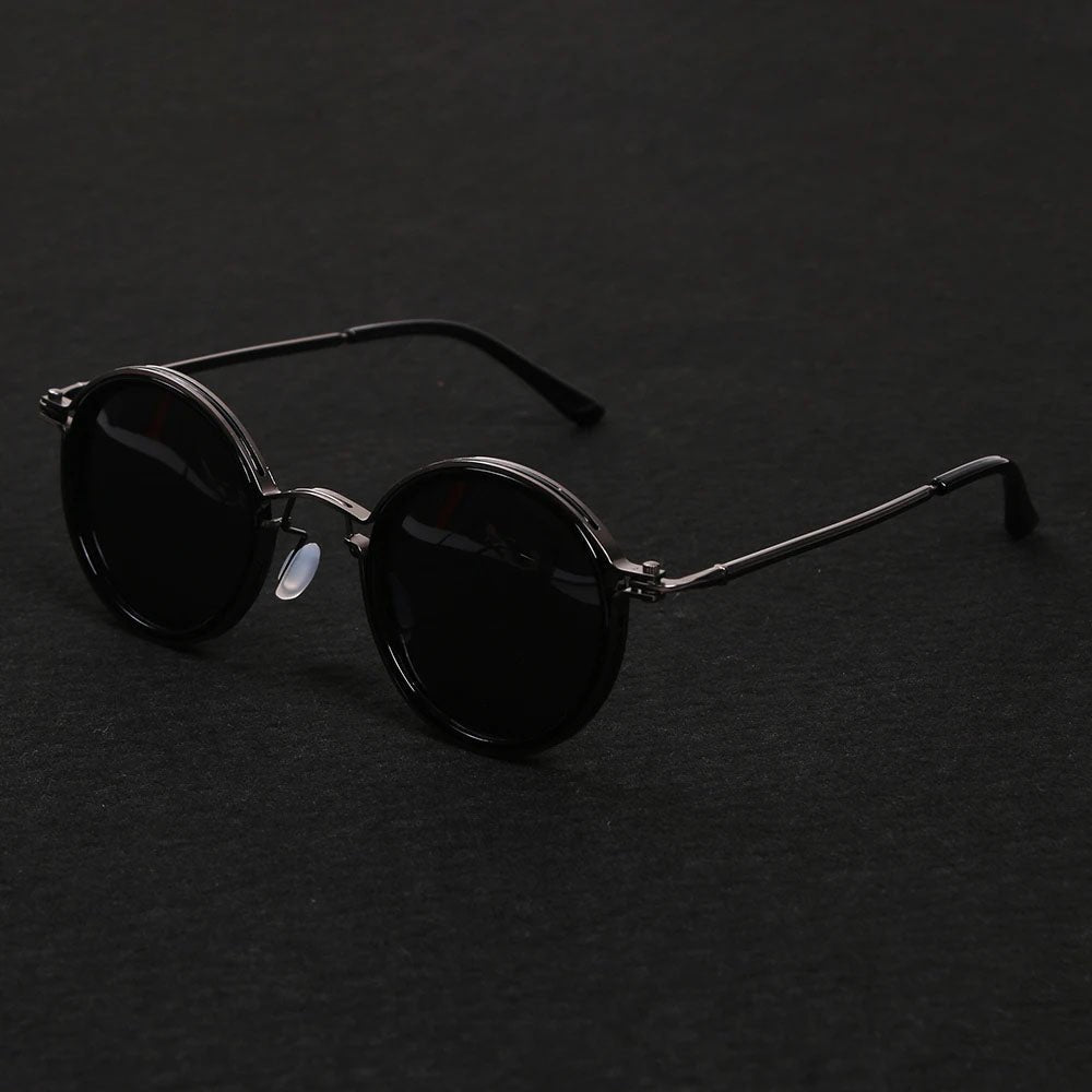 Gafas de sol unisex montura redonda polarizadas varillas metálicas