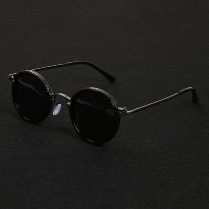 Gafas de sol unisex montura redonda polarizadas varillas metálicas