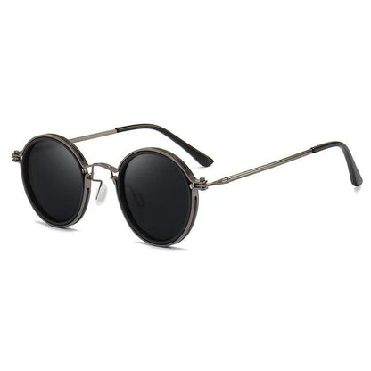 Gafas de sol unisex montura redonda polarizadas varillas metálicas