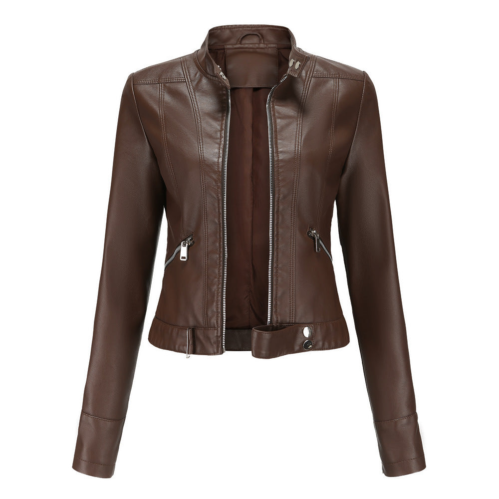 Chaqueta Mujer de Cuero Clásica Ajuste Regular