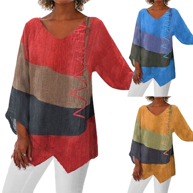 Blusa Mujer Oversize Manga Larga Escote en V