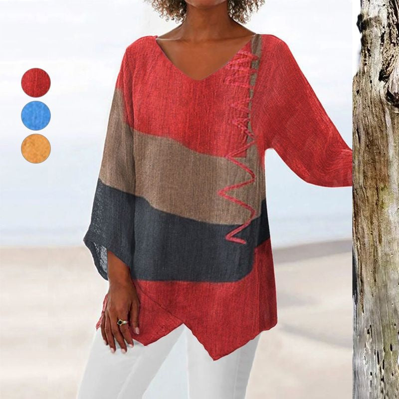 Blusa Mujer Oversize Manga Larga Escote en V