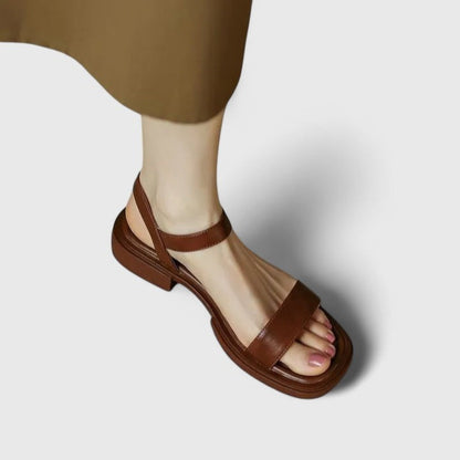 Sandalias Planas Mujer con Hebilla y Dos Tiras Ajuste en Tobillo