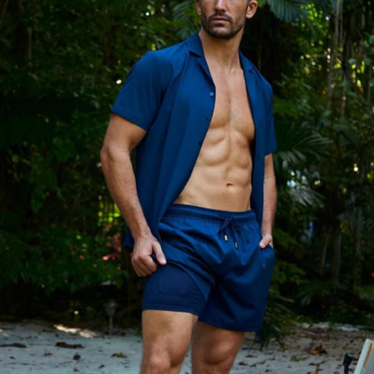 Bañador Hombre Natación Estampado Tropical Cintura Elástica
