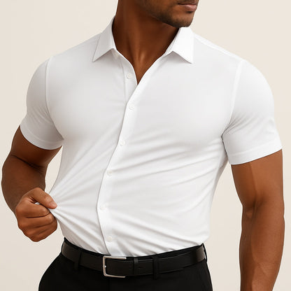 Camisa de Vestir Hombre Algodón Manga Corta Slim Fit - Mavetta