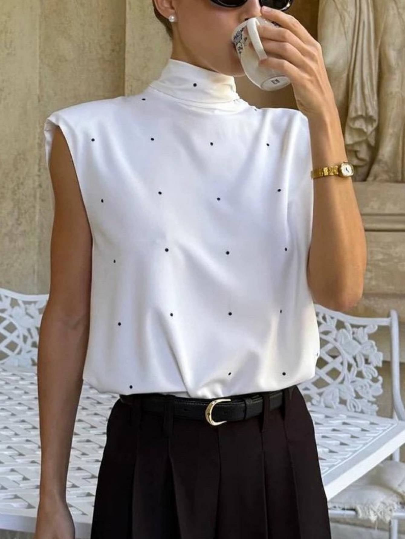 Mujer Sin Mangas Cuello Alto Ajuste Slim