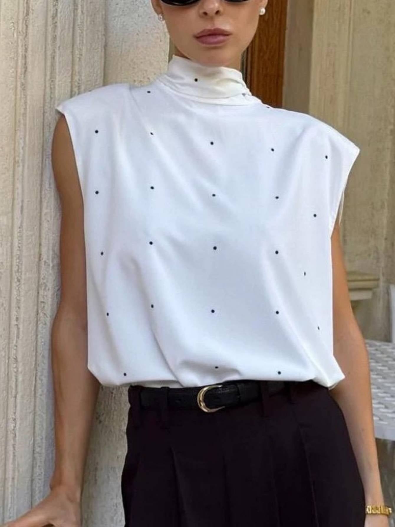 Mujer Sin Mangas Cuello Alto Ajuste Slim