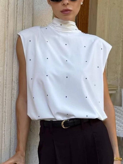 Mujer Sin Mangas Cuello Alto Ajuste Slim