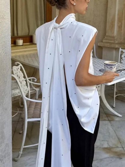 Mujer Sin Mangas Cuello Alto Ajuste Slim