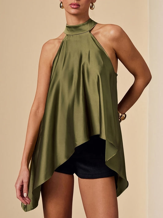 Mujer Asimétrico Cuello Alto Halter - Mavetta