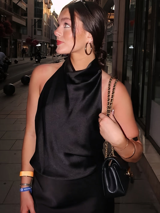 Mujer Halter Cuello Alto Espalda Descubierta - Mavetta