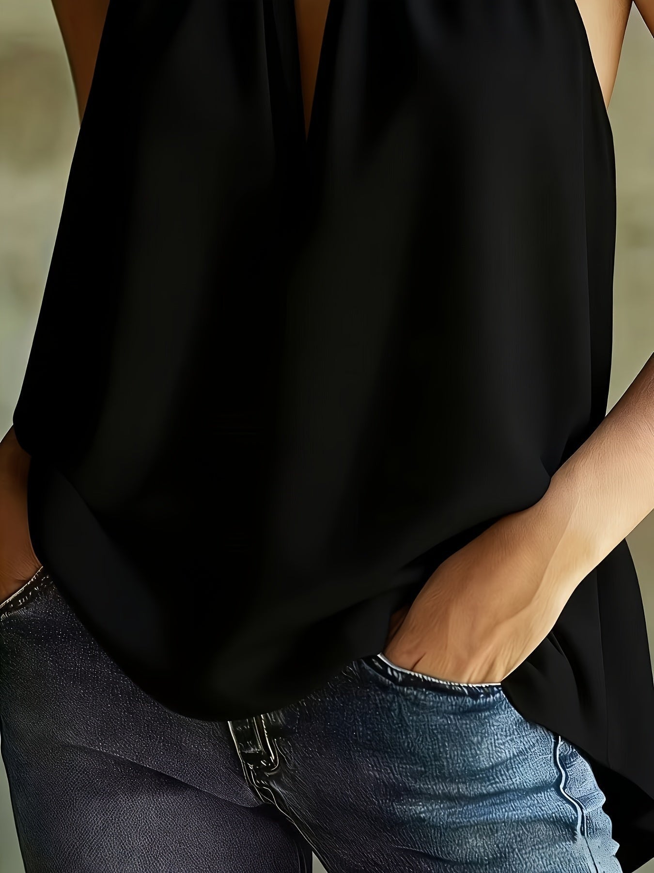Mujer Halter Cuello Alto Estampado Geométrico