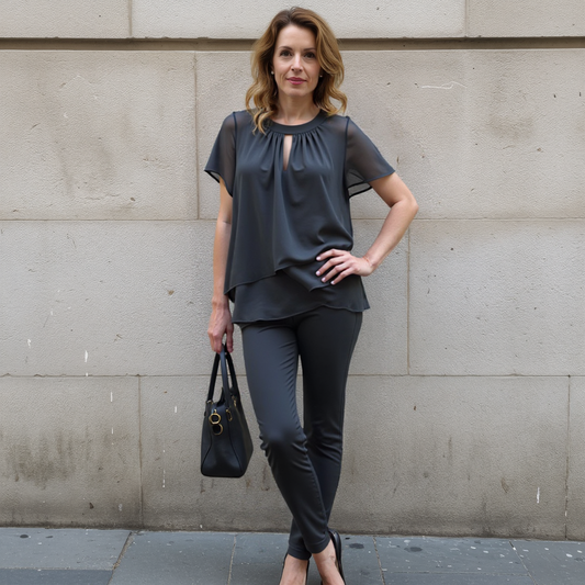 Conjunto Mujer Blusa y Pantalón Elegante Ajuste Clásico - Mavetta