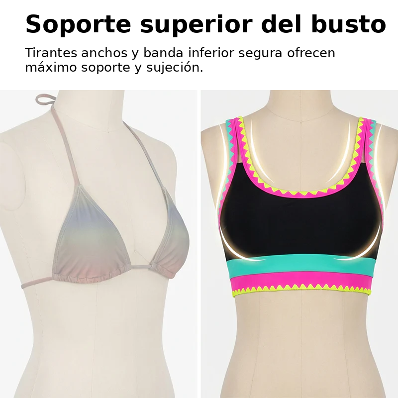 Bikini Mujer Piezas Cintura Alta Diseño Zigzag Playa