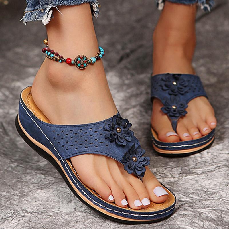 Sandalias Mujer Plataforma Detalle Floral