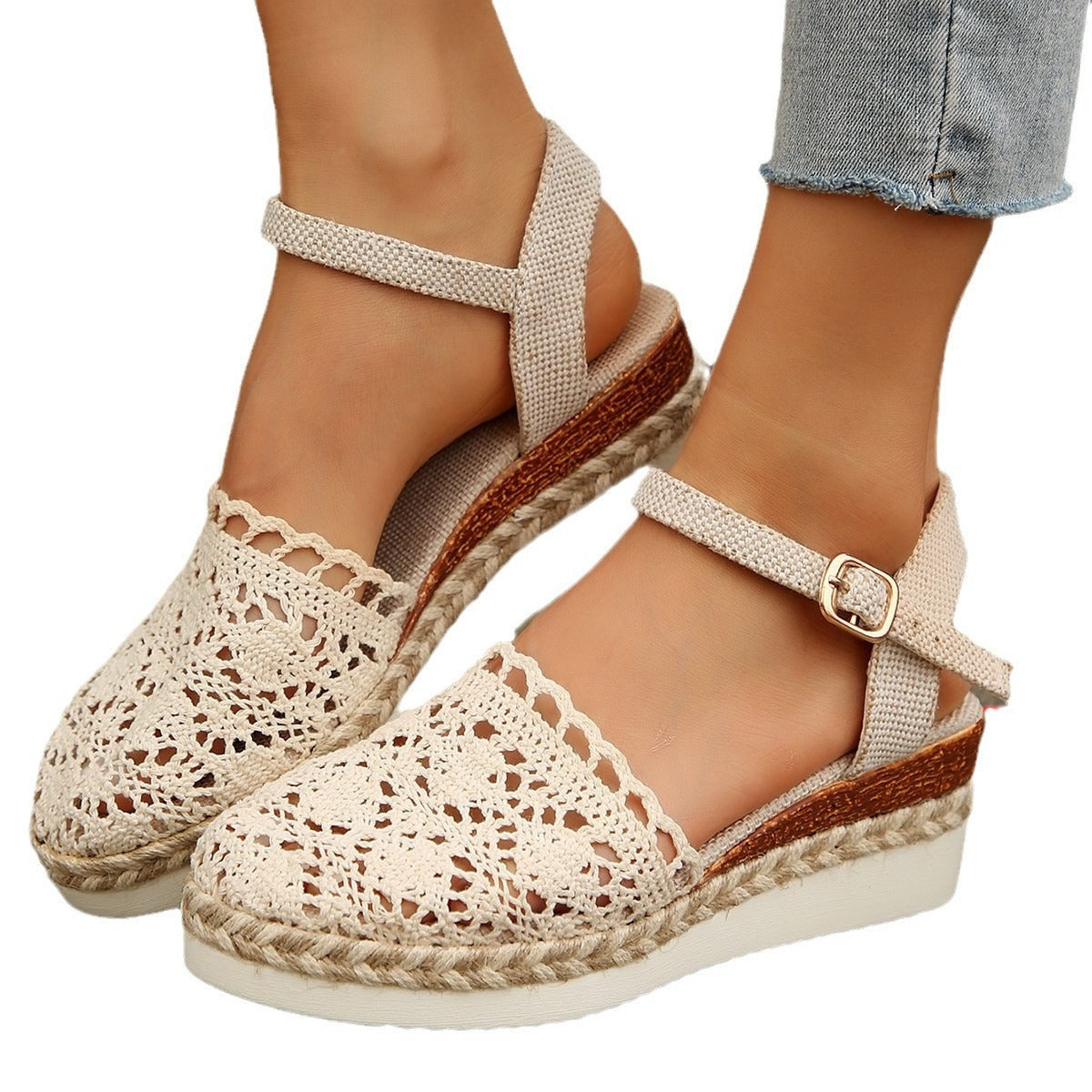 Alpargatas Planas Mujer Estampado Floral Tiras Cruzadas