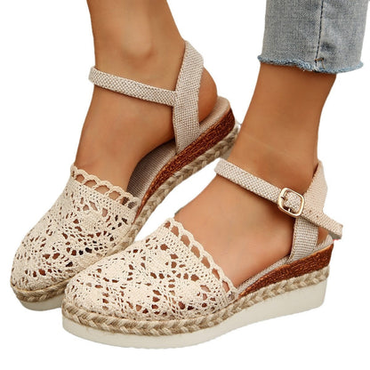 Alpargatas Planas Mujer Estampado Floral Tiras Cruzadas