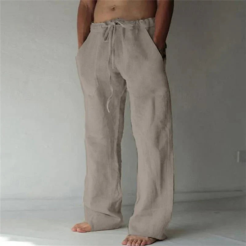 Pantalón hombre de algodón corte amplio cintura elástica